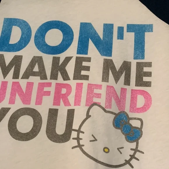 Mighty Fine M hello kitty t-shirt, never worn, white with navy sleeve - Picture 2 of 5